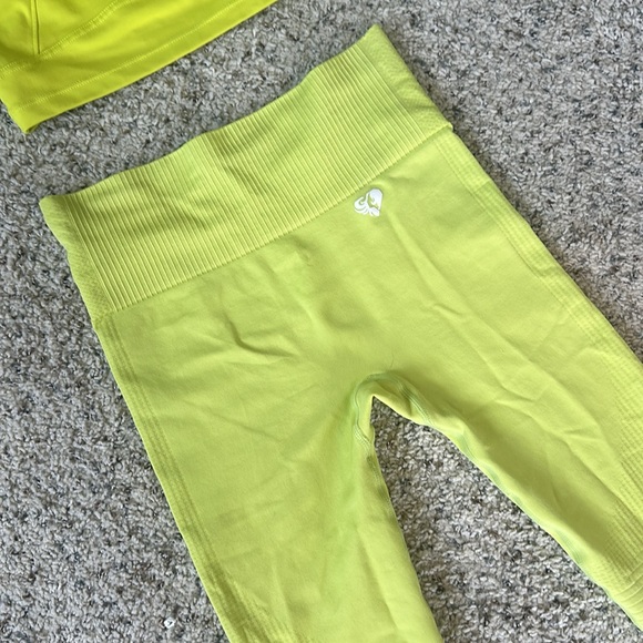 Women's Best Power Seamless workout gym Leggings lime green - Picture 3 of 5